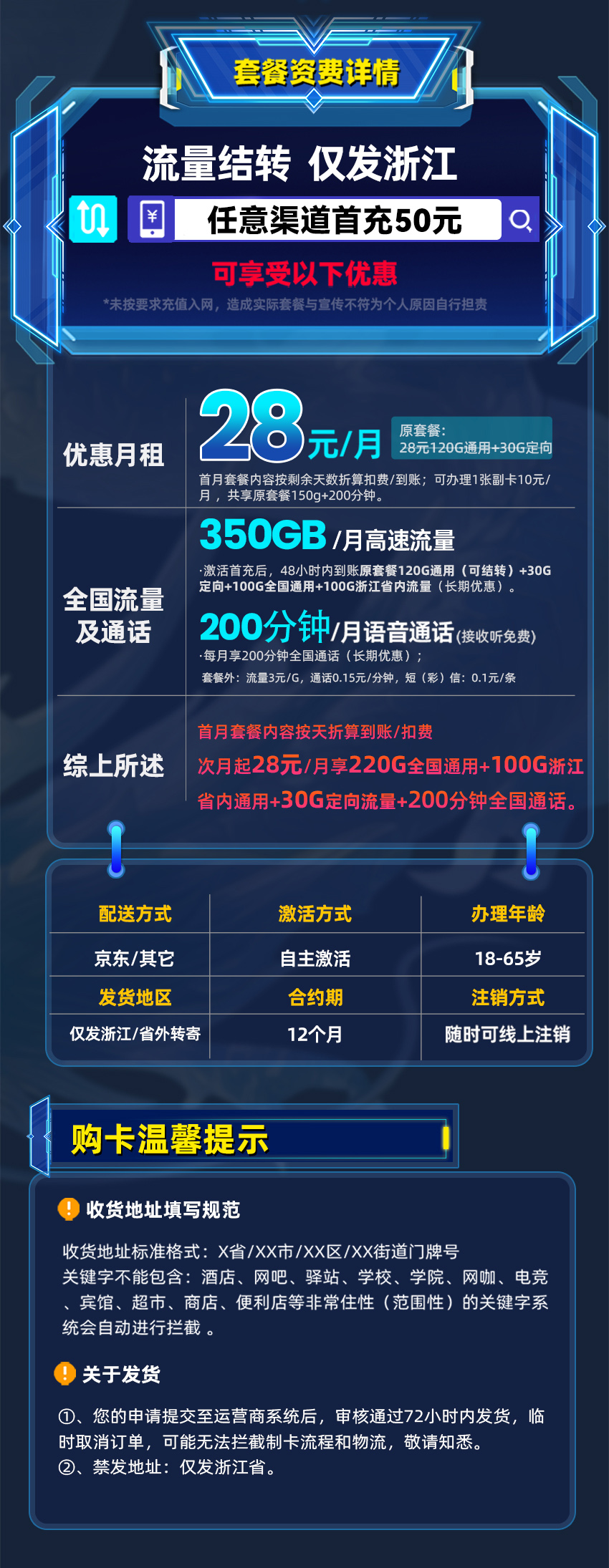 广电浙江卡  28元/月享350G高速流量+200分钟通话 第2张