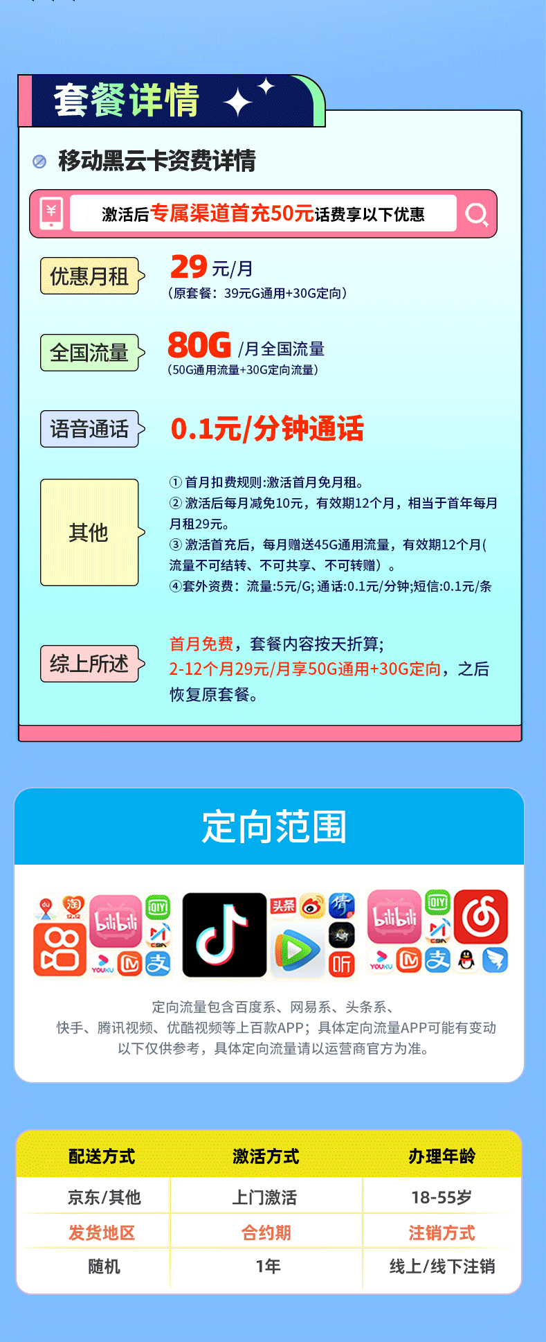 移动黑云卡29元/月享80G流量【黑龙江专属】  第2张