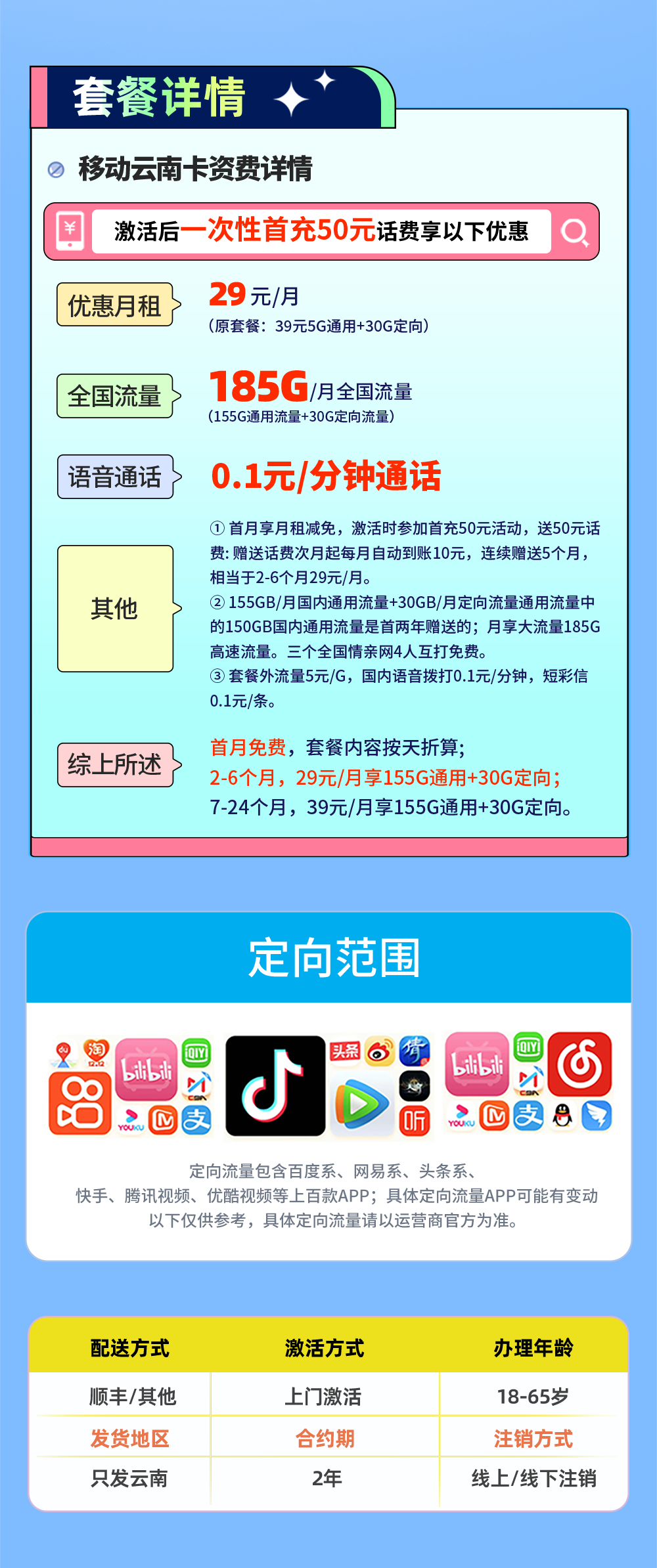 移动云南卡29元/月享185G流量【云南专属】  第2张